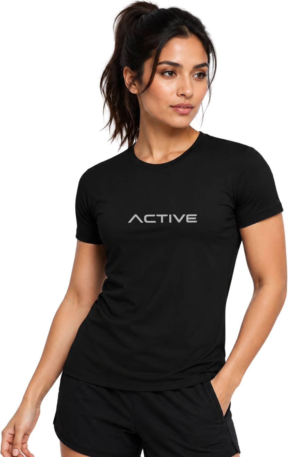 3colors Printed Women Round Neck Black T-Shirt