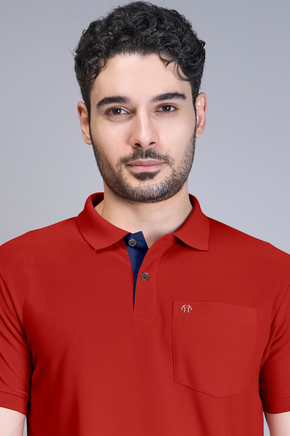 Image of Triptee Solid Men Polo Neck Red T-Shirt