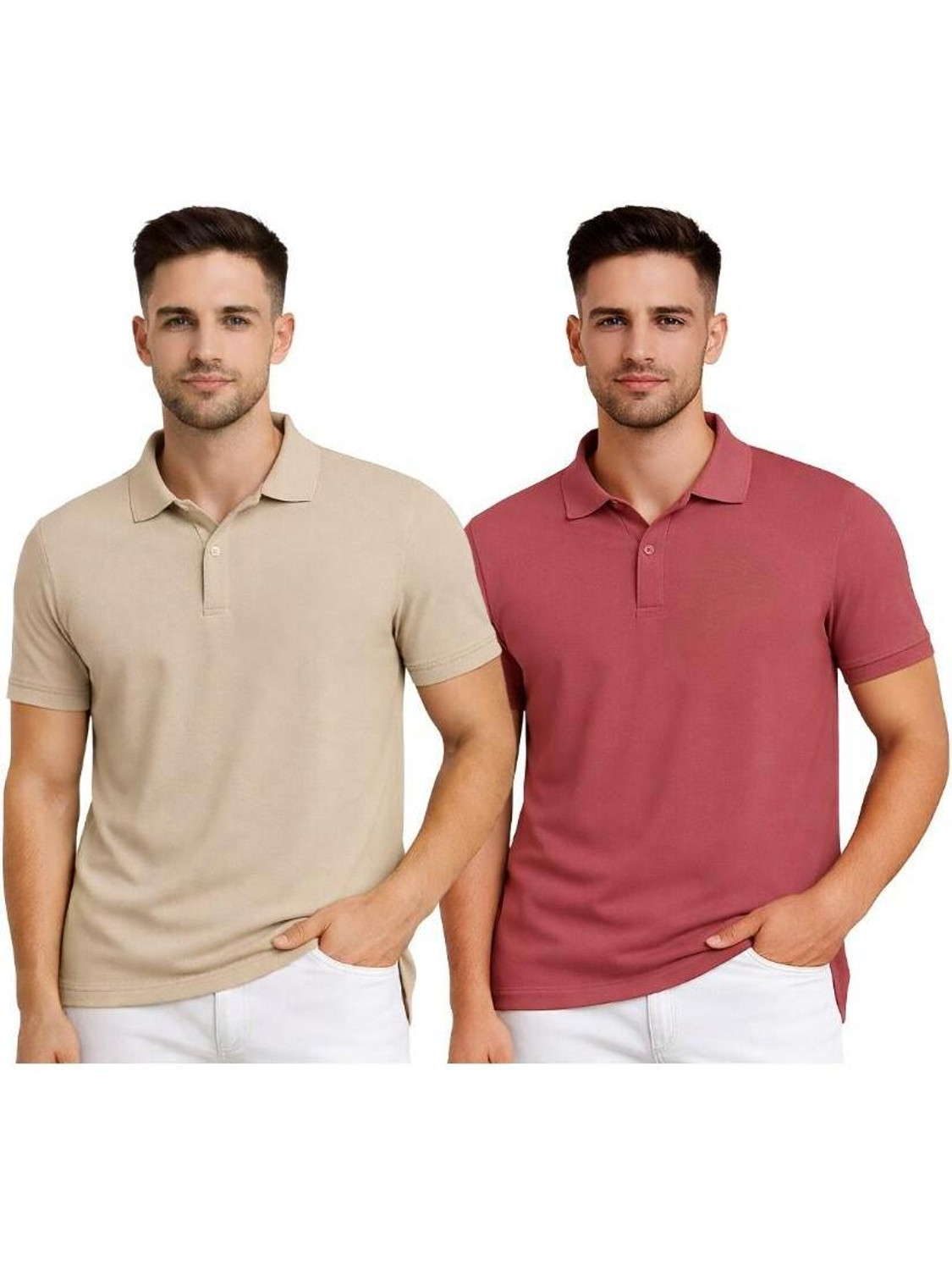 Image of SM SHAYAM CREATION Solid Men Polo Neck Multicolor T-Shirt