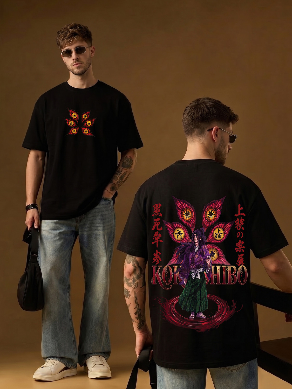 Image of The Retro India Graphic Print Men Round Neck Black T-Shirt