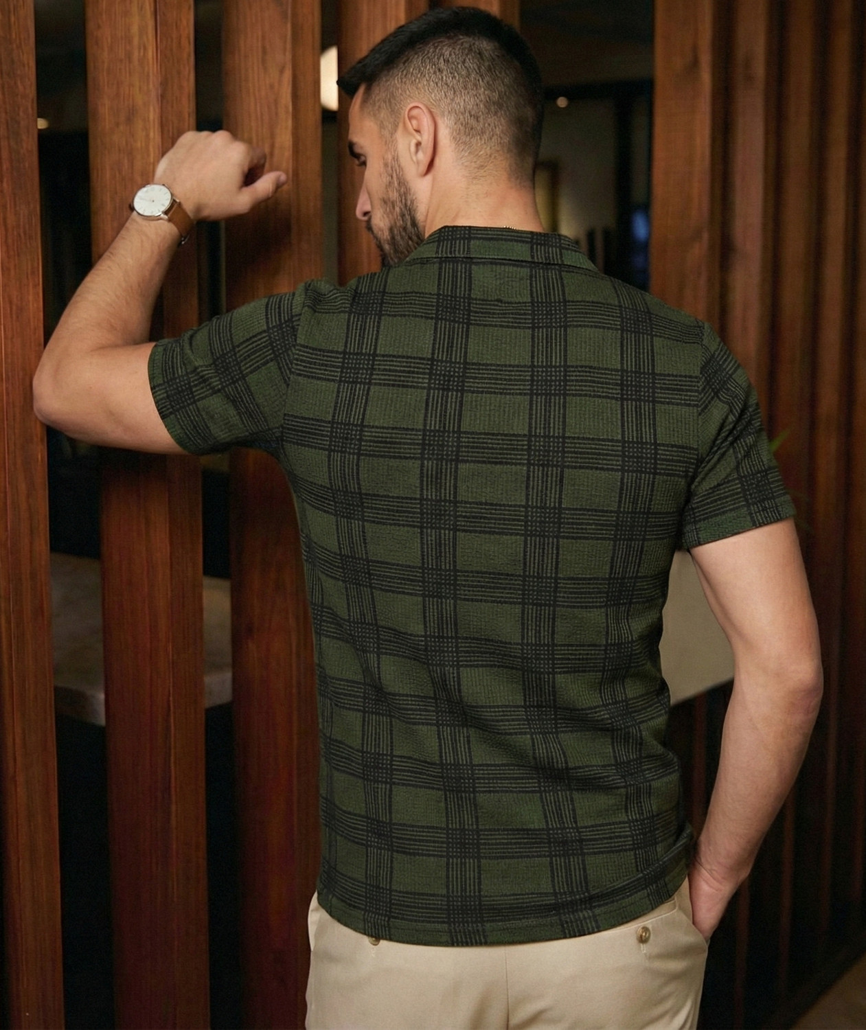 Image of Try This Colorblock Men Polo Neck Green T-Shirt