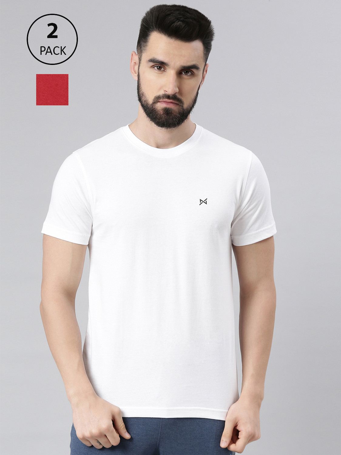 Image of Force NXT Solid Men Round Neck Multicolor T-Shirt