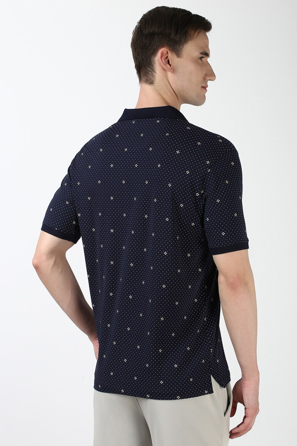 Image of PETER ENGLAND Printed Men Polo Neck Blue T-Shirt