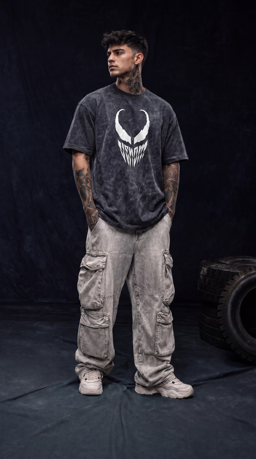 Image of Woops studio! Printed Men Crew Neck Grey T-Shirt