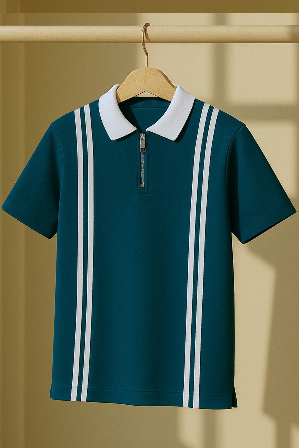 Image of Try This Striped Men Polo Neck Green T-Shirt