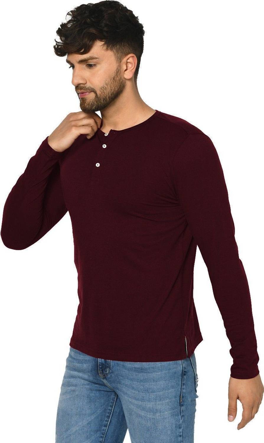 Grabin Sports Men Henley Neck Maroon T-Shirt - Image 3