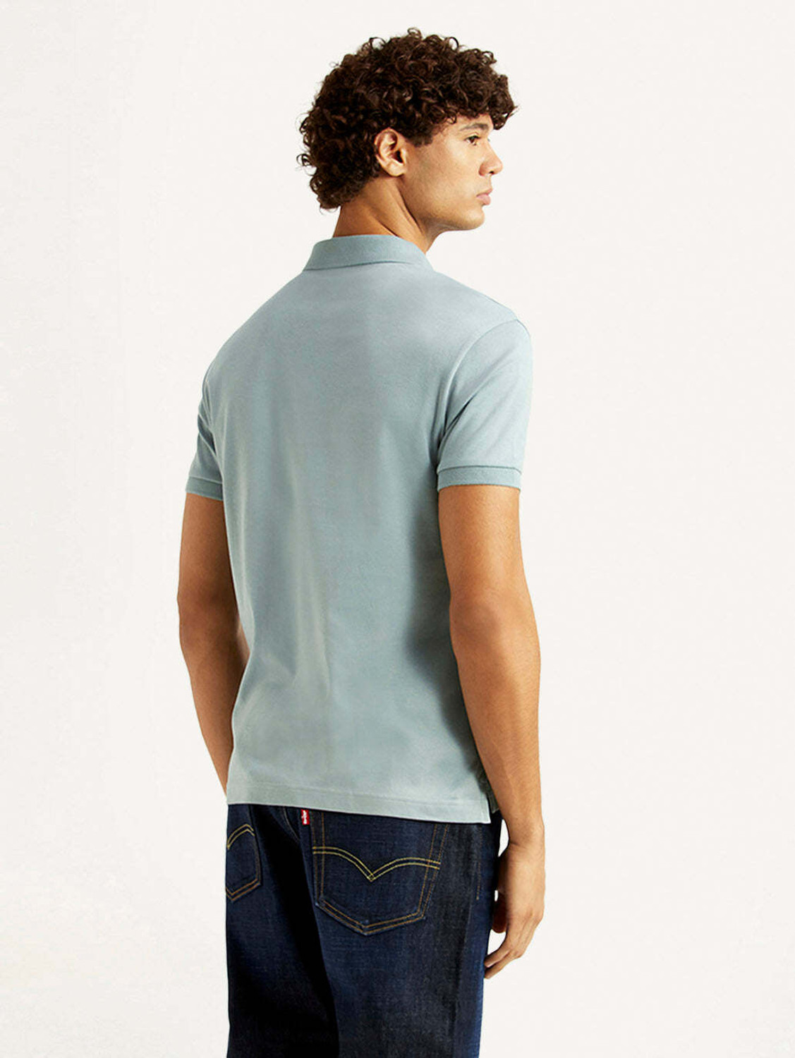 Image of LEVI'S Solid Men Polo Neck Light Blue T-Shirt