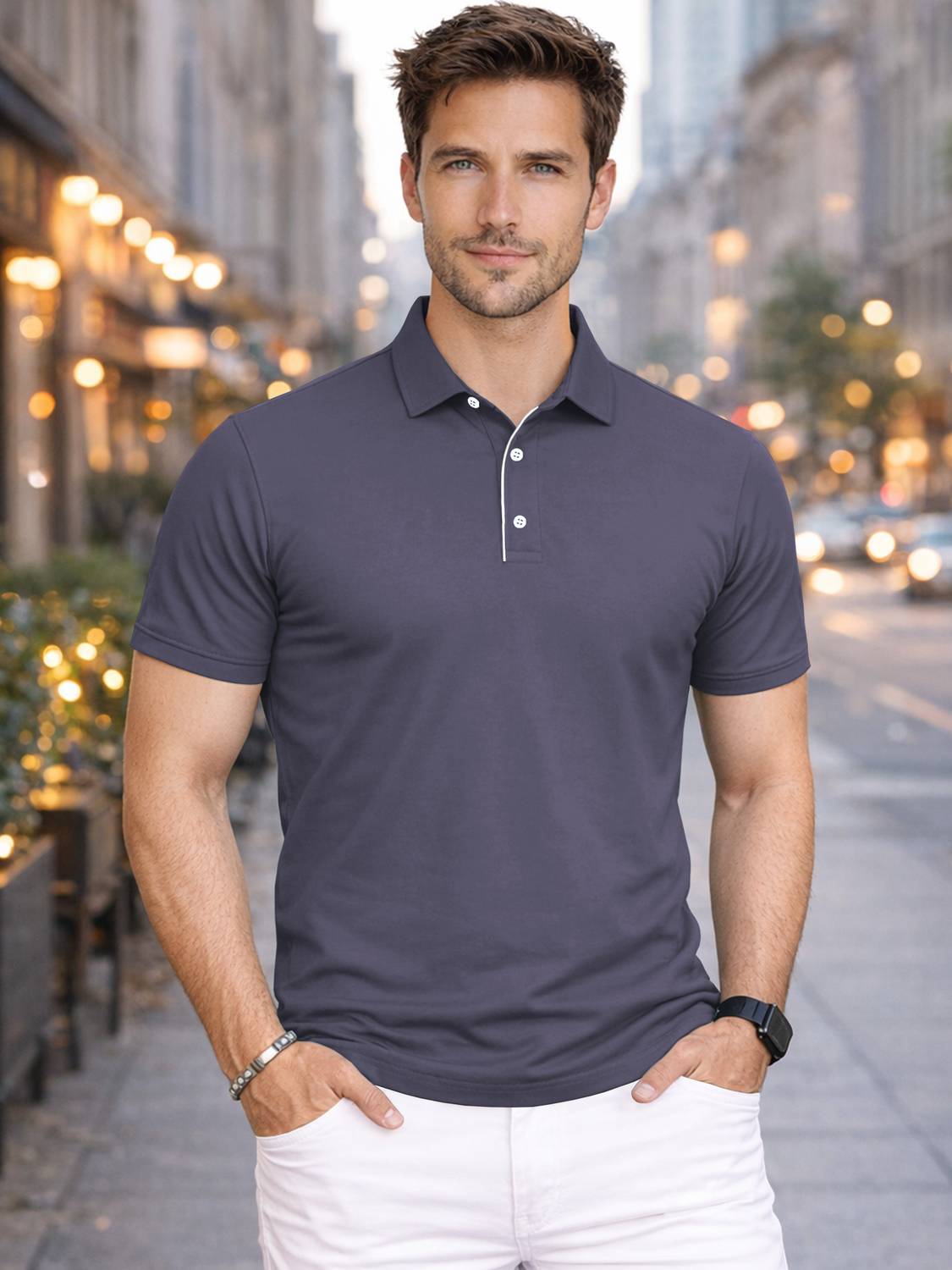 VeBNoR Men Solid Polo Neck Polyester Grey T-Shirt