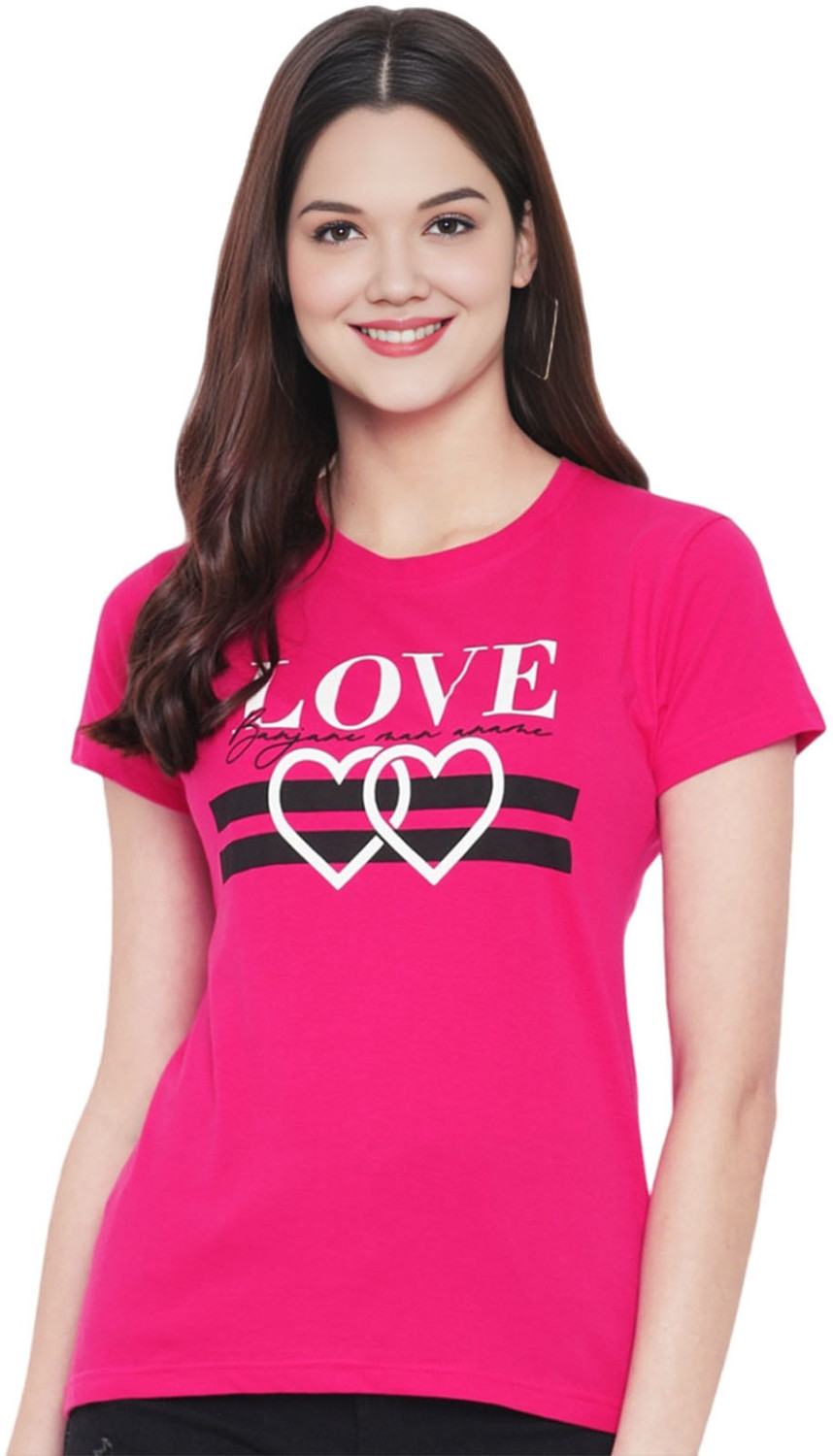 Image of DreamBe Printed Women Round Neck Multicolor T-Shirt