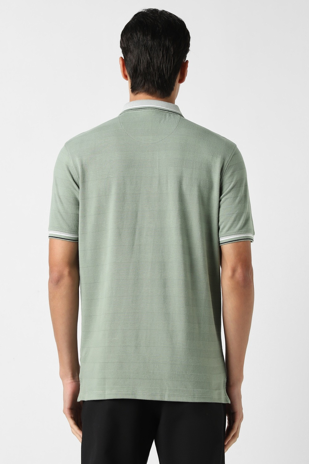 Image of PETER ENGLAND Solid Men Polo Neck Green T-Shirt