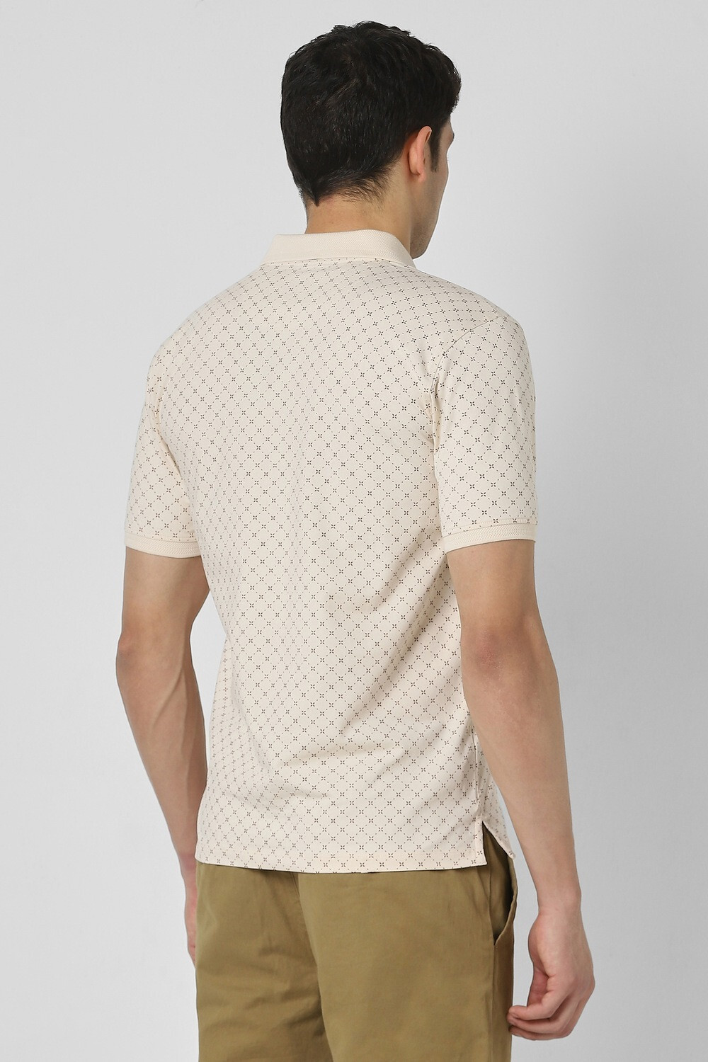 Image of PETER ENGLAND Printed Men Polo Neck Beige T-Shirt