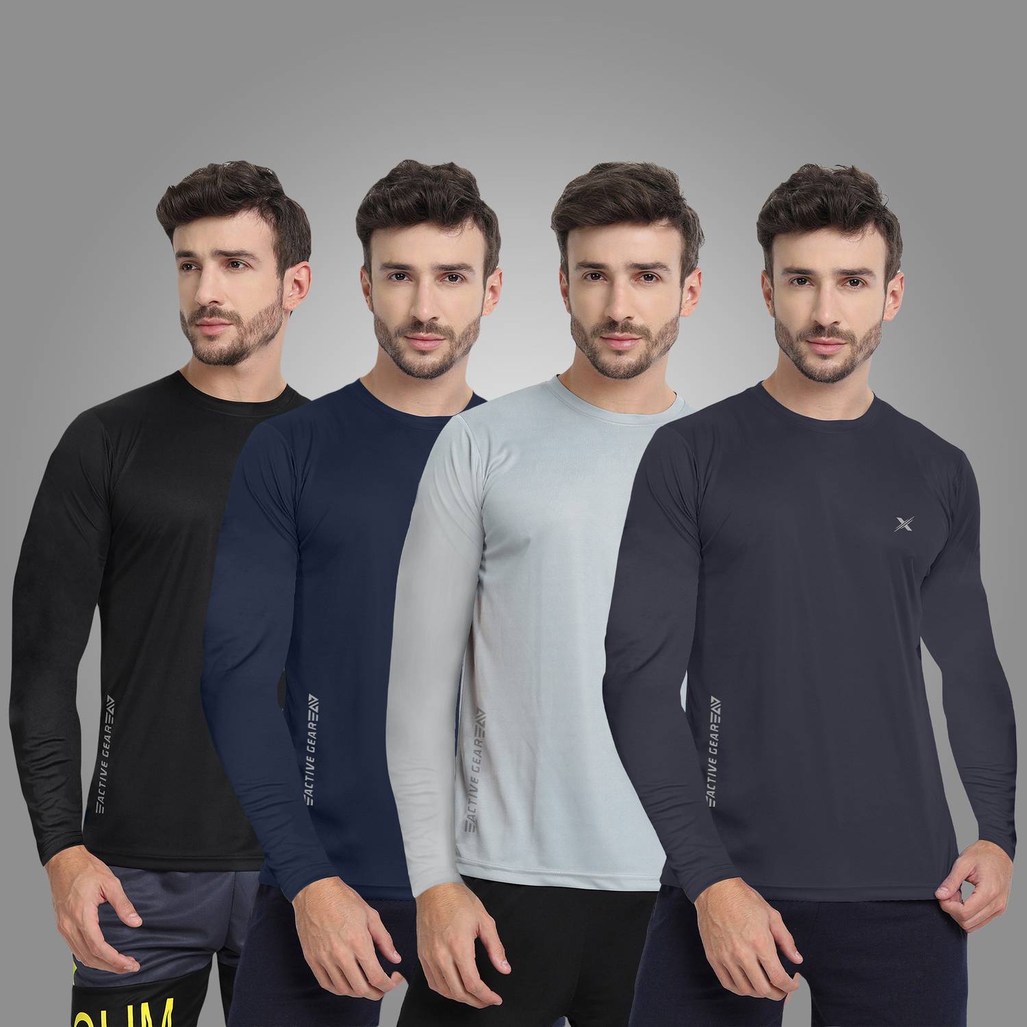 FTX Pack of 4 Men Solid Round Neck Polyester Multicolor T-Shirt
