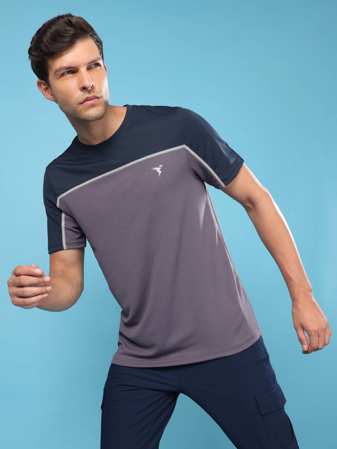 TECHNOSPORT Colorblock Purple T-Shirt - Image 5