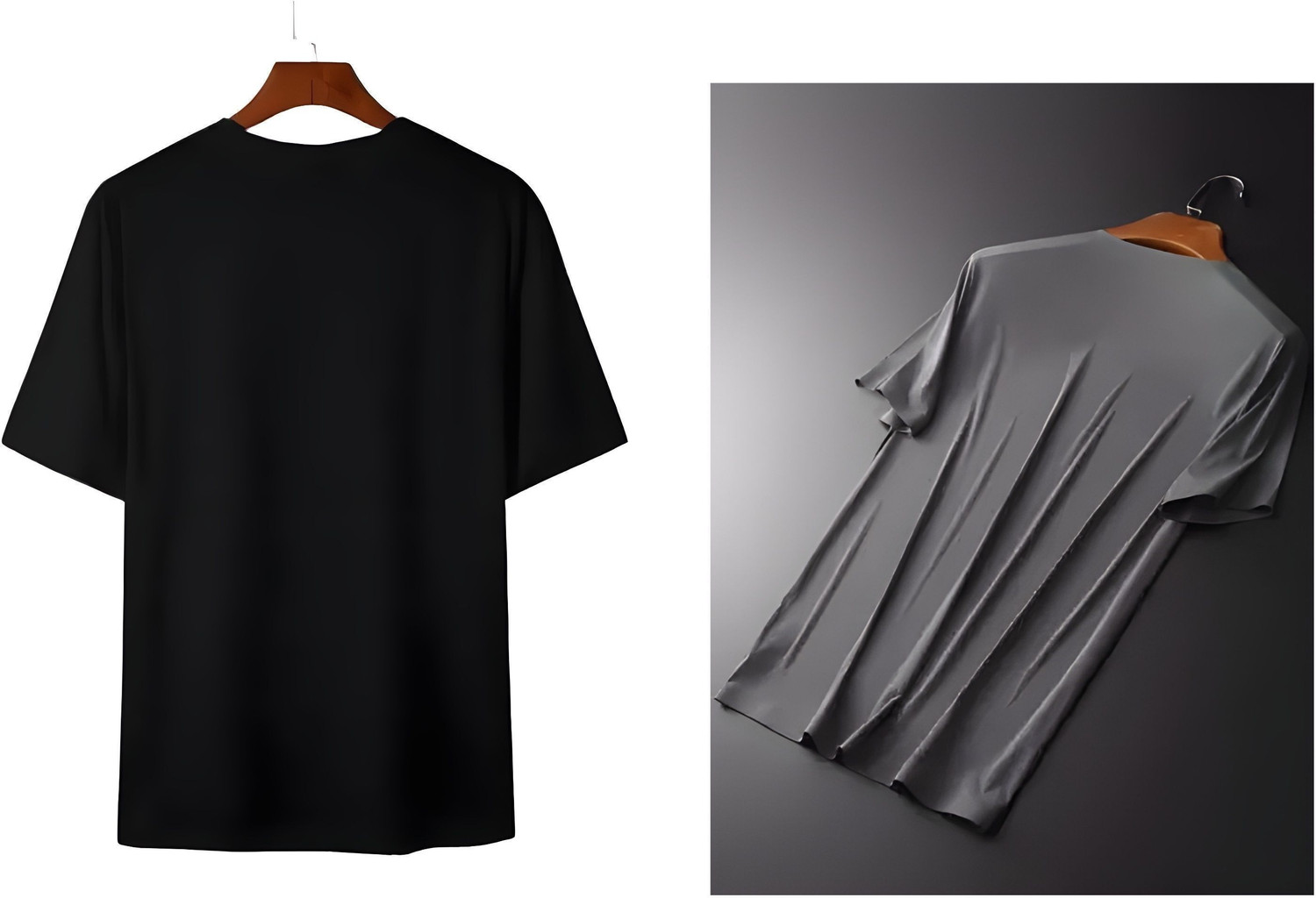 Image of Meetri Printed Men Round Neck Black, Grey T-Shirt
