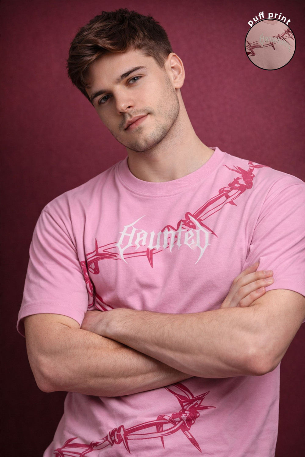 Image of Kapda Kulture Typography, Graphic Print, Solid Men Round Neck Reversible Pink T-Shirt