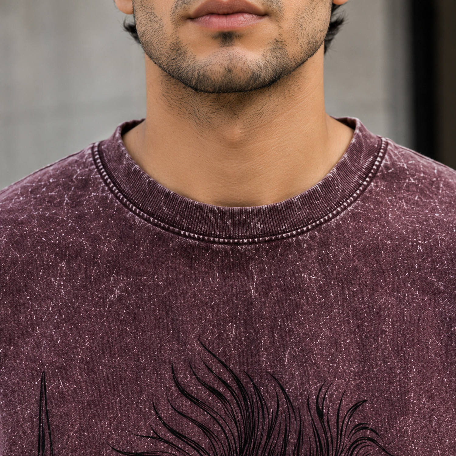 Image of Rivento Fashion Graphic Print Men Round Neck Maroon T-Shirt