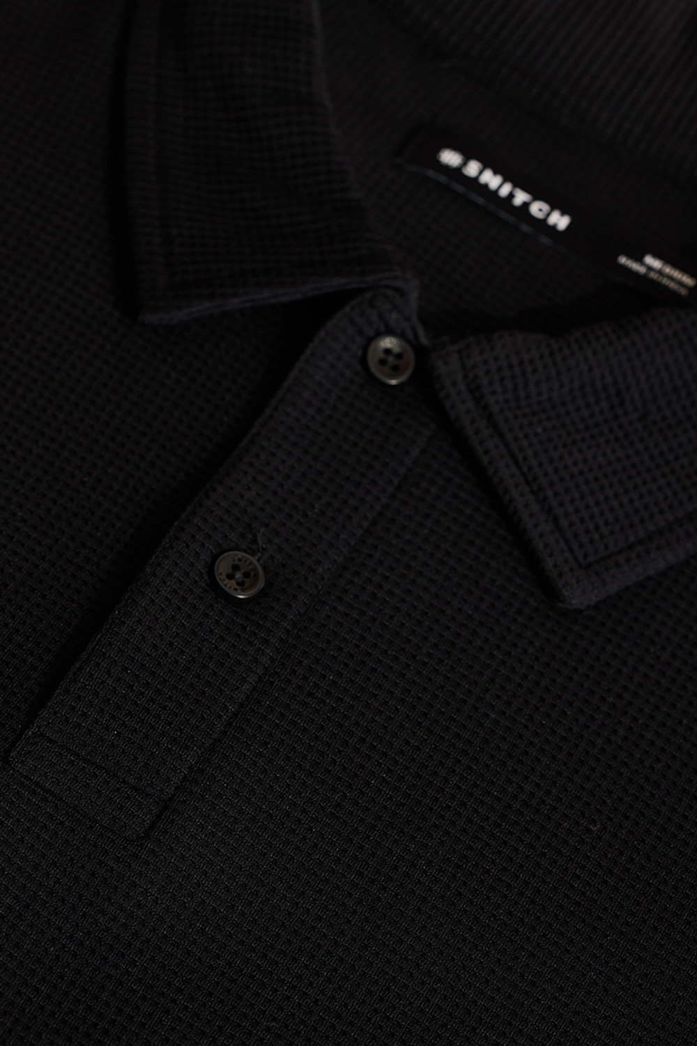 Image of Snitch Solid Men Polo Neck Black T-Shirt