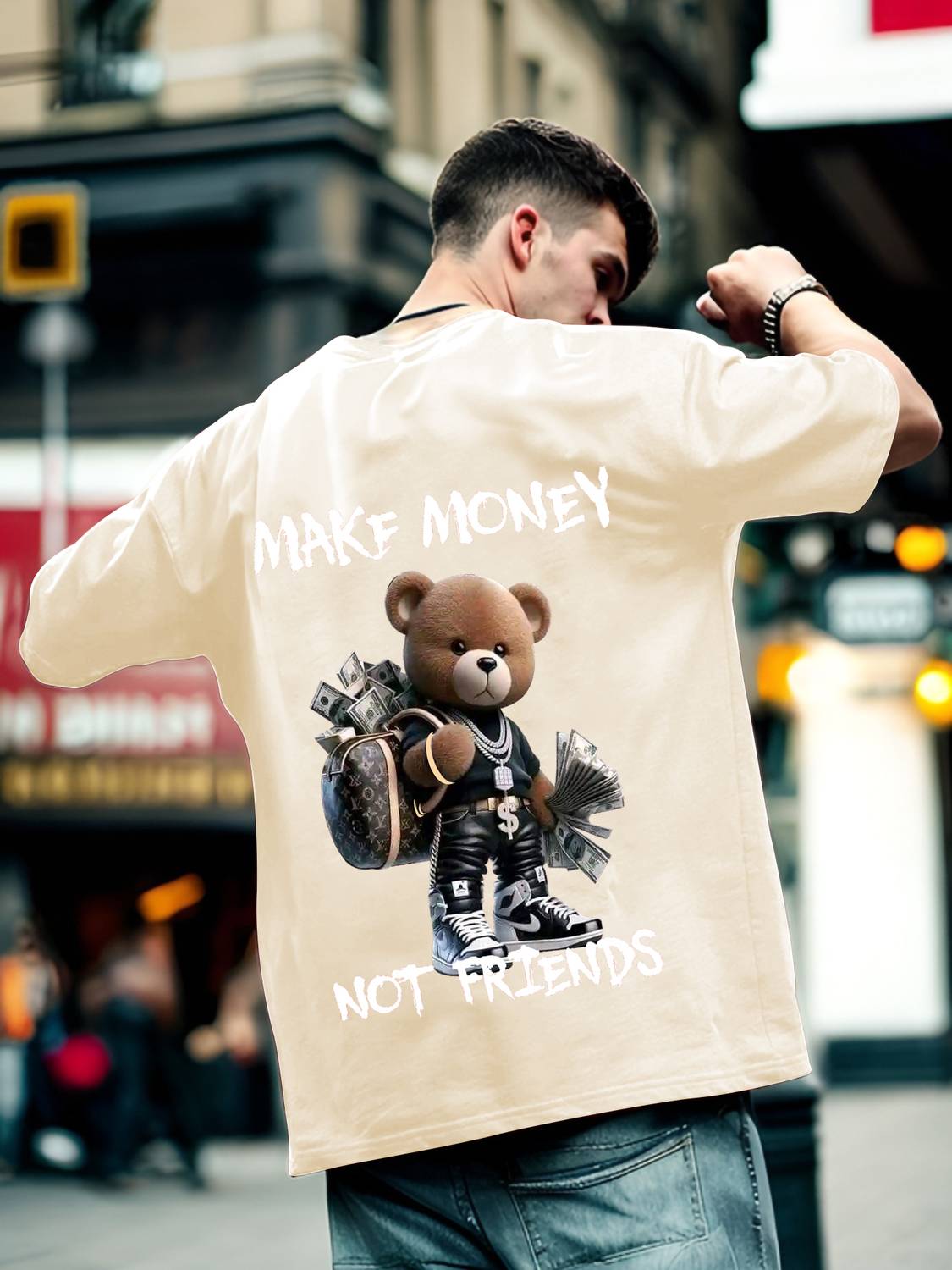 Manly Tees Printed Men Round Neck Beige T-Shirt