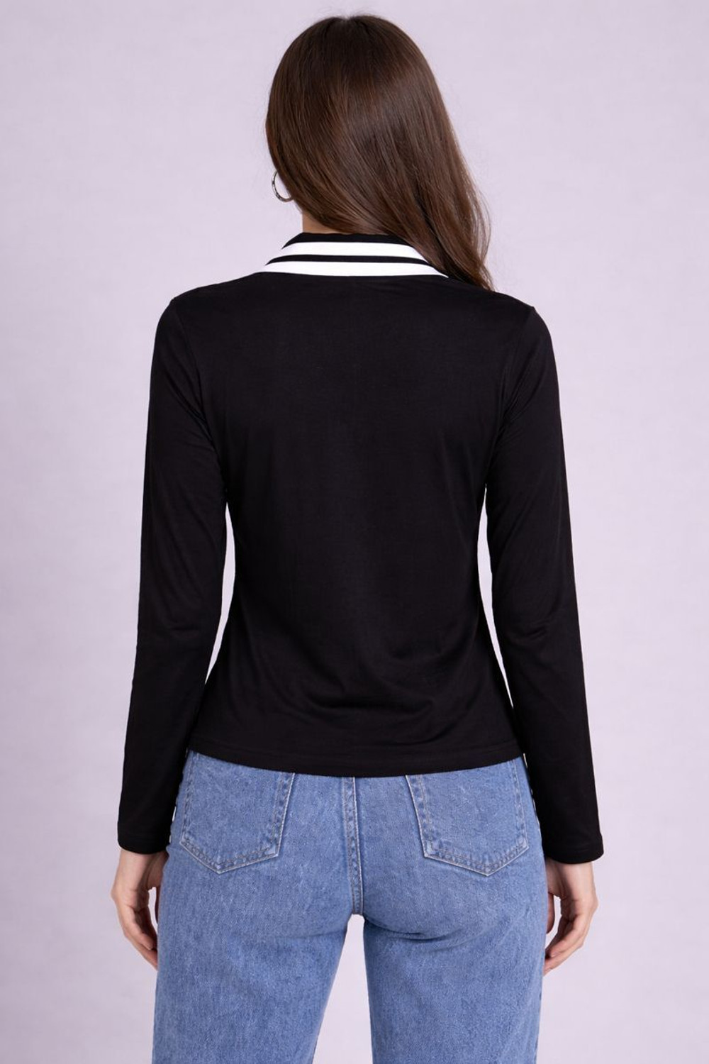 Image of THE DRY STATE Solid Women Polo Neck Black T-Shirt