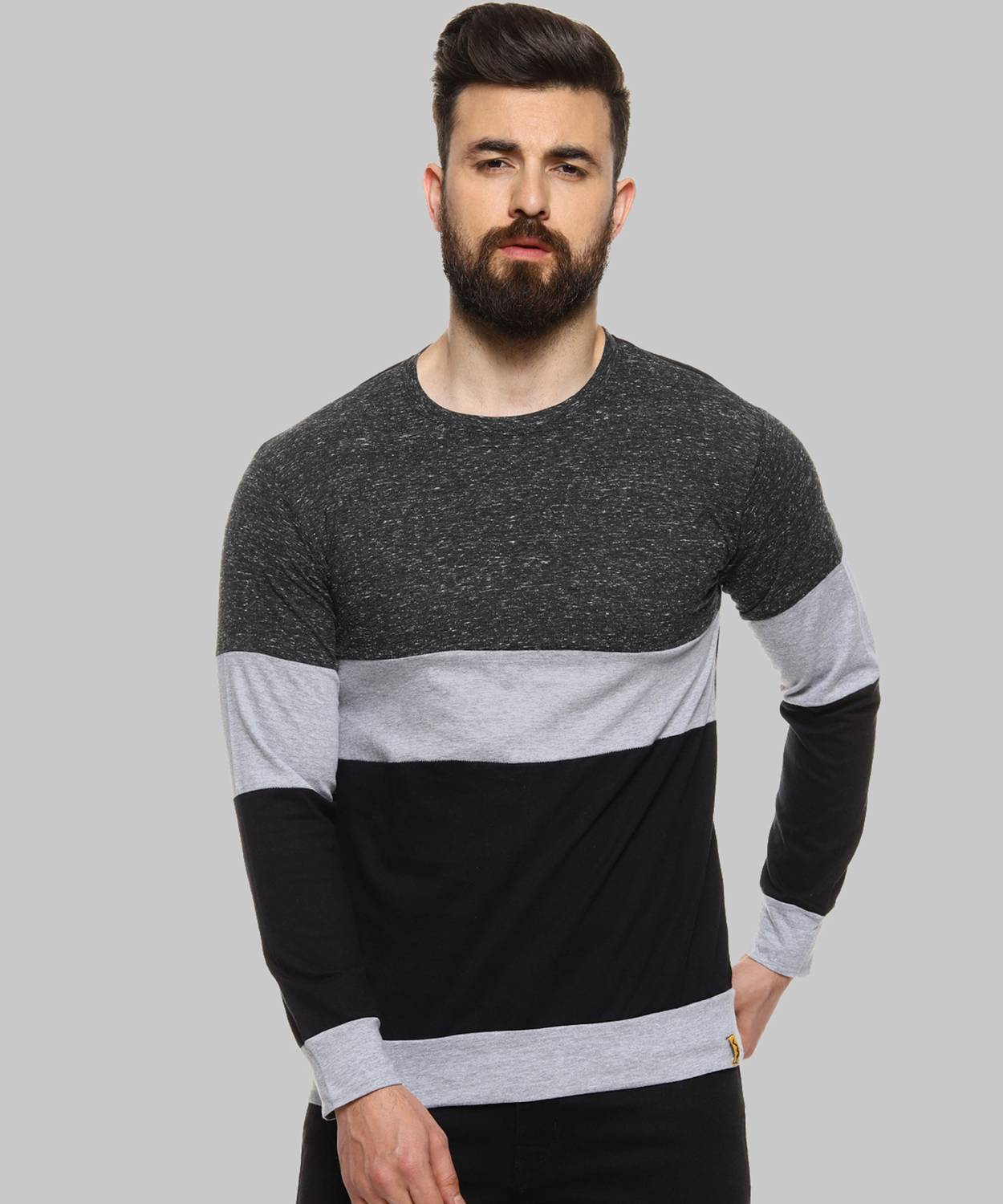 CAHOOT Solid Men Round Neck Grey T-Shirt