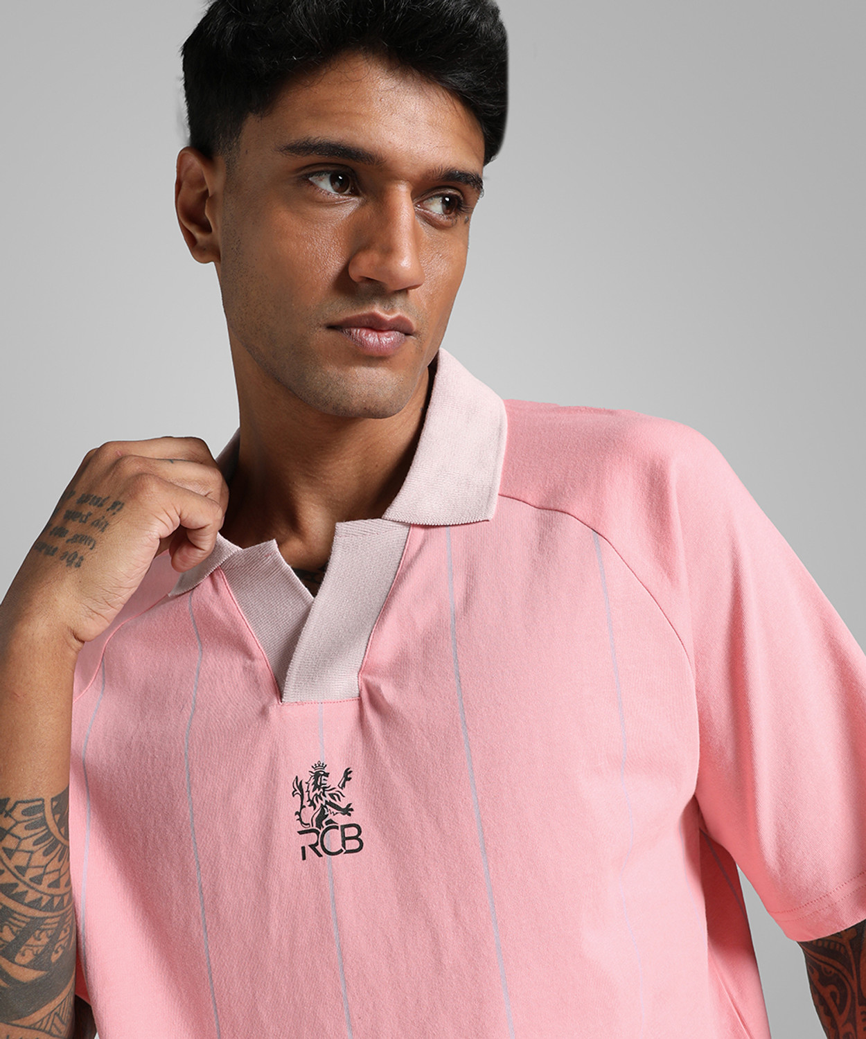 Image of PUMA Printed Men Polo Neck Pink T-Shirt