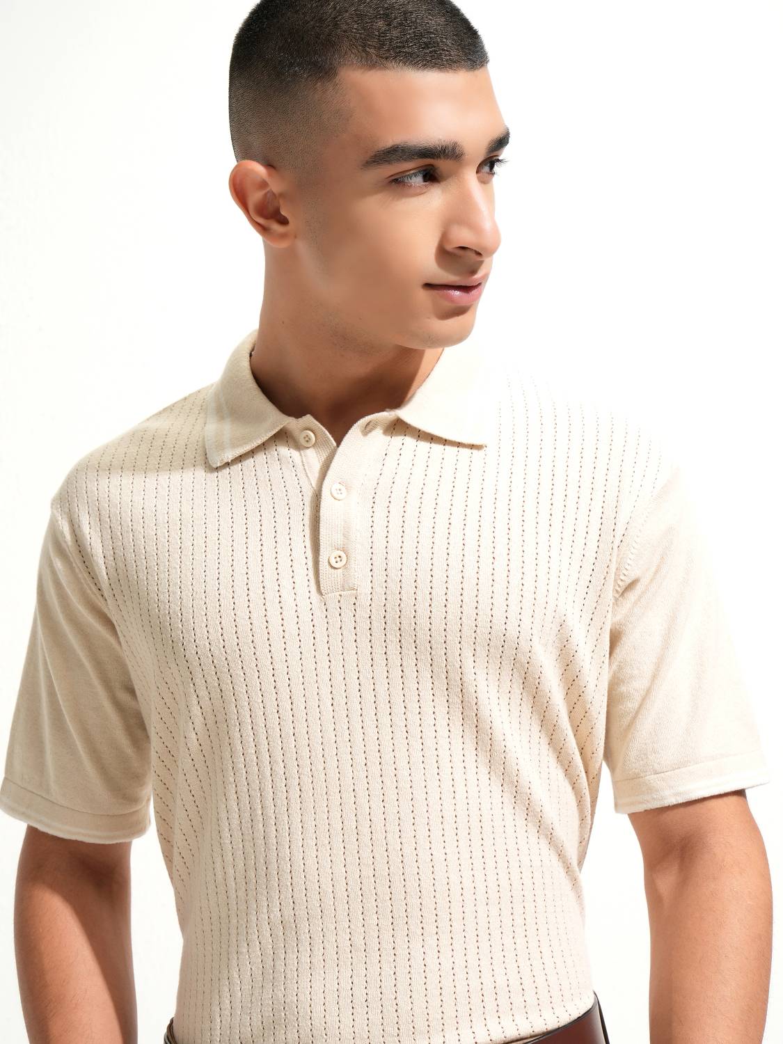 HIGHLANDER Men Polo Neck White T-Shirt - Image 1