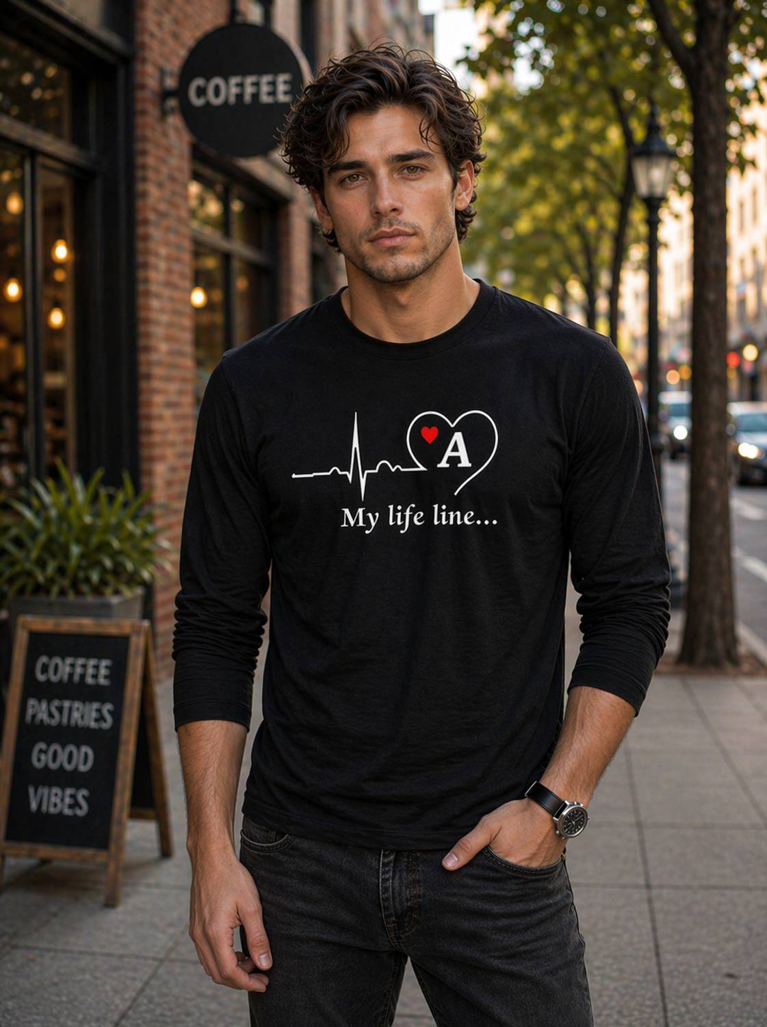 ApheFashion Typography Men Round Neck Black T-Shirt