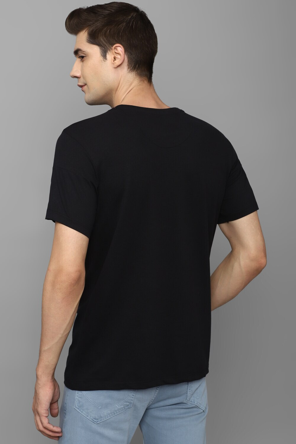 Image of Allen Solly Typography Men Round Neck Black T-Shirt