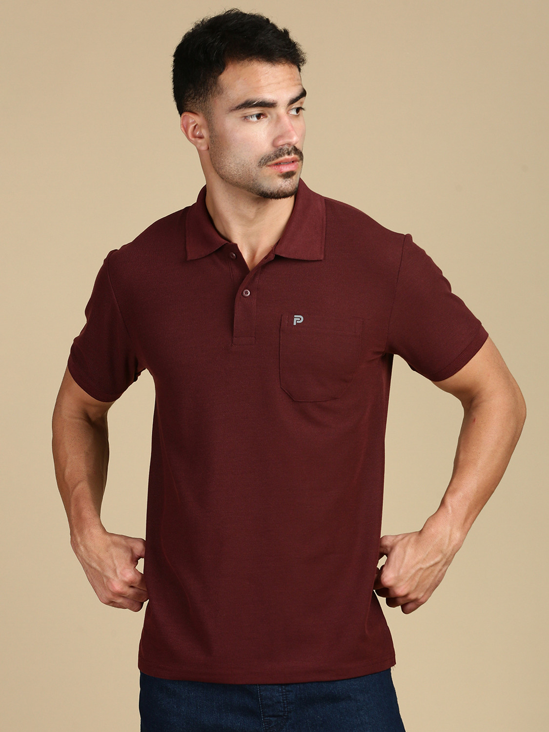 Image of Lux Parker Printed Men Polo Neck Multicolor T-Shirt