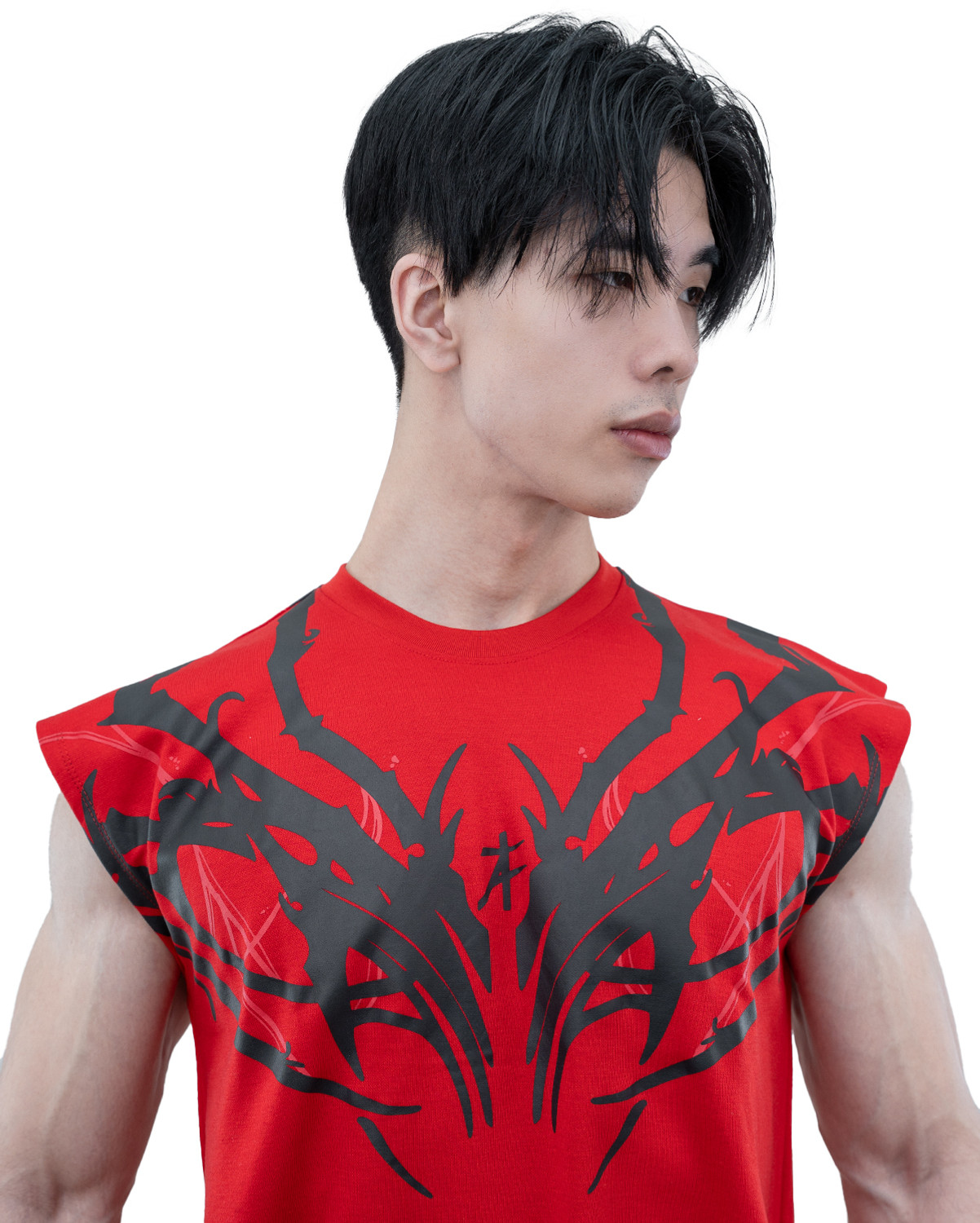 Image of Athflex Printed Men Round Neck Red T-Shirt