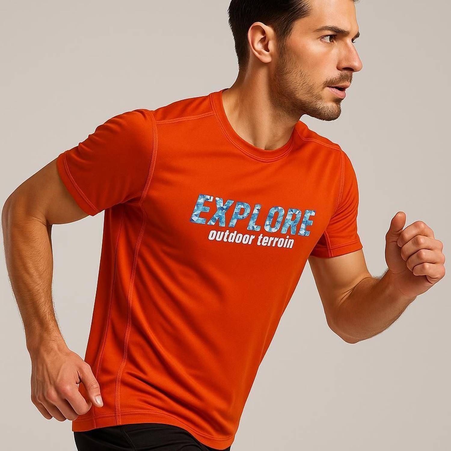 Austivo Printed Men Round Neck Orange T-Shirt