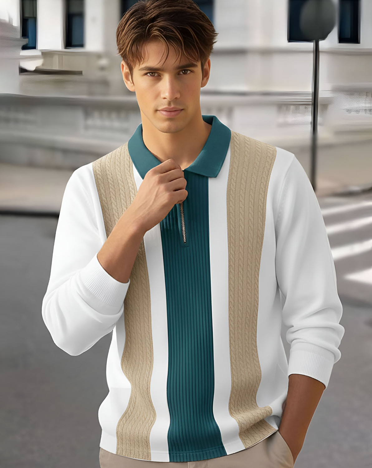 Image of AUSK Full Sleeve Striped Men Sweatshirt