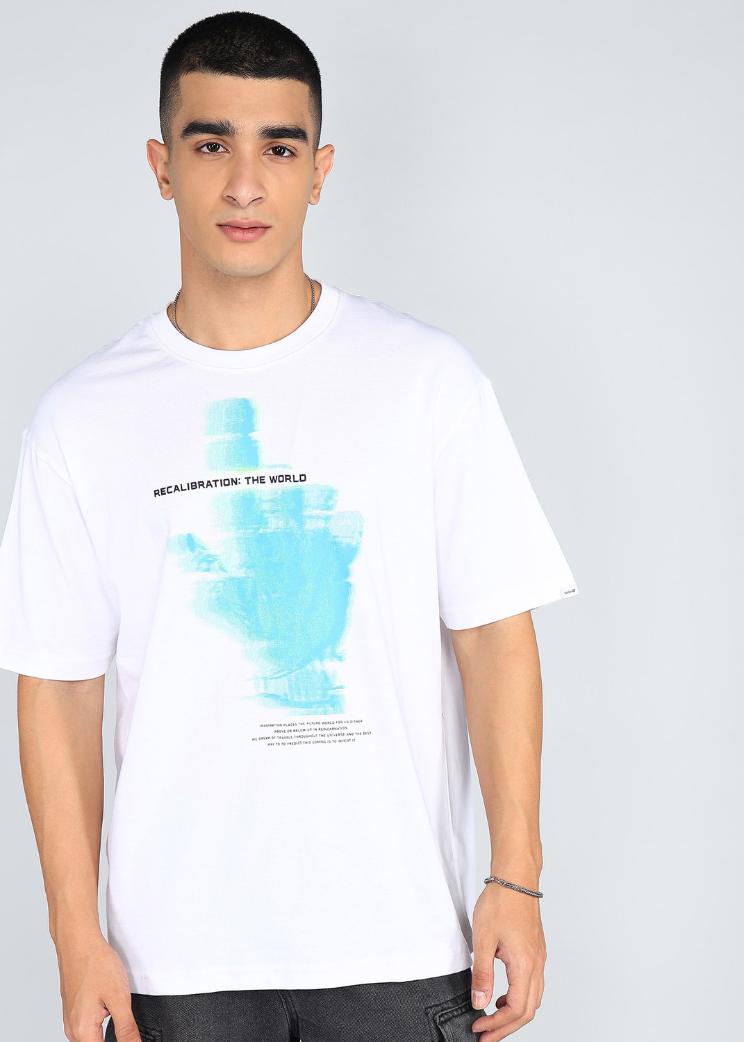 Image of Spykar Printed Men Round Neck White T-Shirt