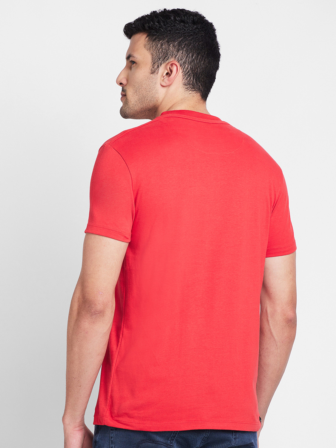 Image of BEING HUMAN Solid Men Round Neck Red T-Shirt