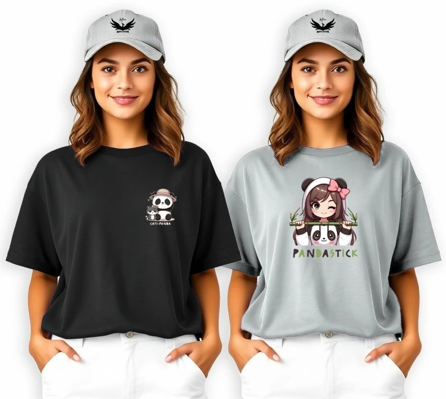 Image of INFIRAX Printed Women Round Neck Grey, Black T-Shirt