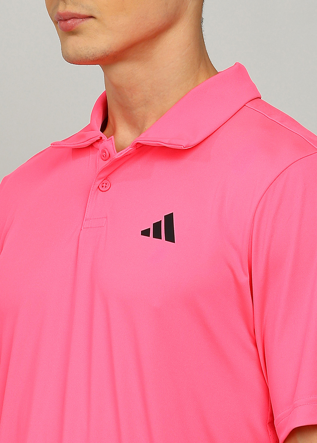 Image of ADIDAS Men Solid Polo Neck Polyester Pink T-Shirt
