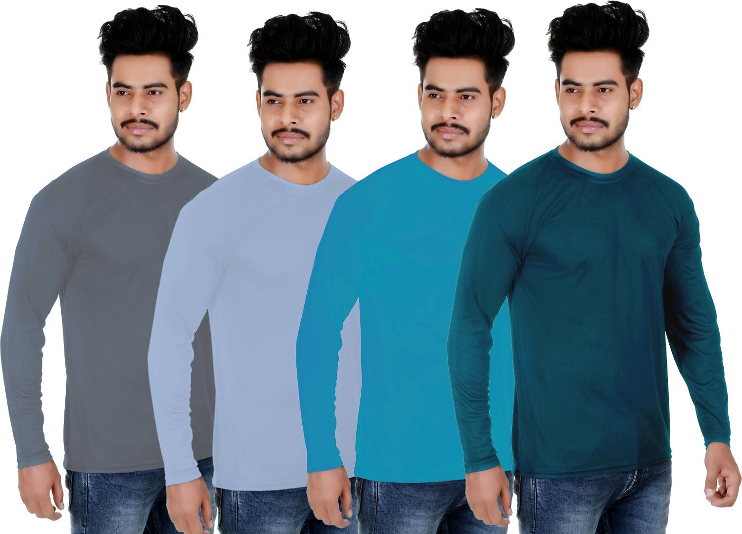 C P FASHION Solid Men Round Neck Multicolor T-Shirt