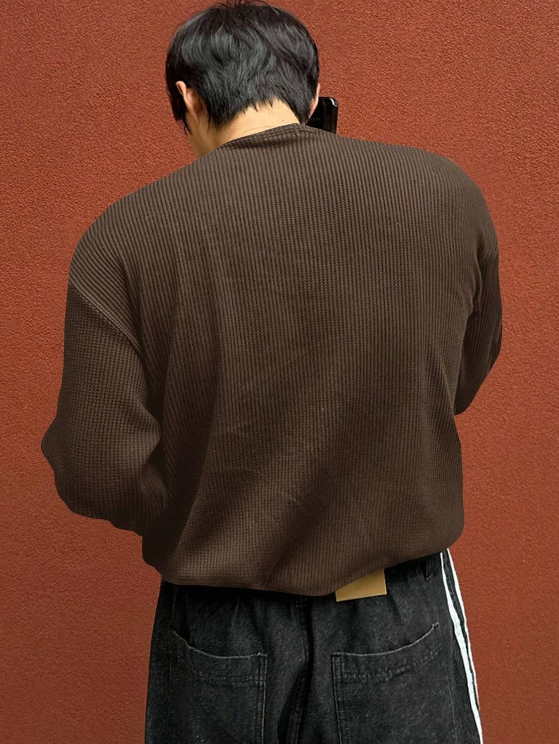 The Modern Soul Men Brown Henley Neck T-Shirt - Image 2