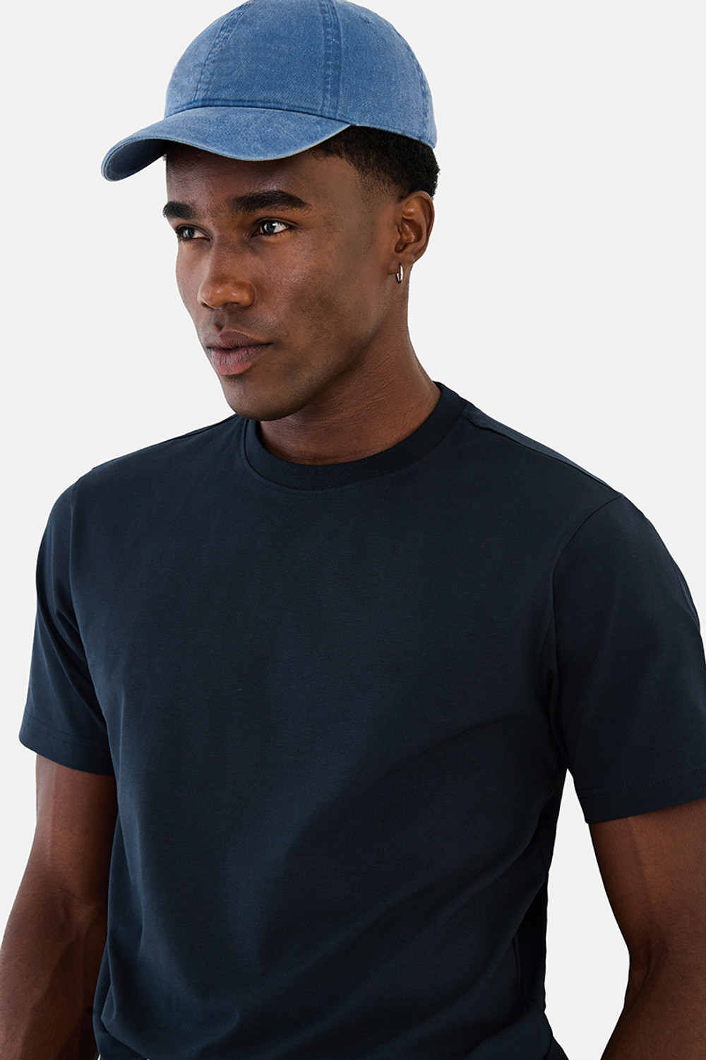 Image of Snitch Solid Men Round Neck Navy Blue T-Shirt