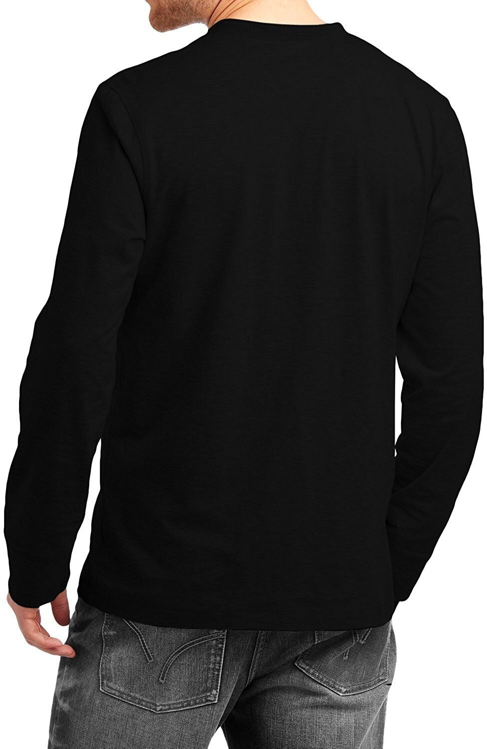Image of Veirdo Solid Men Henley Neck Black T-Shirt