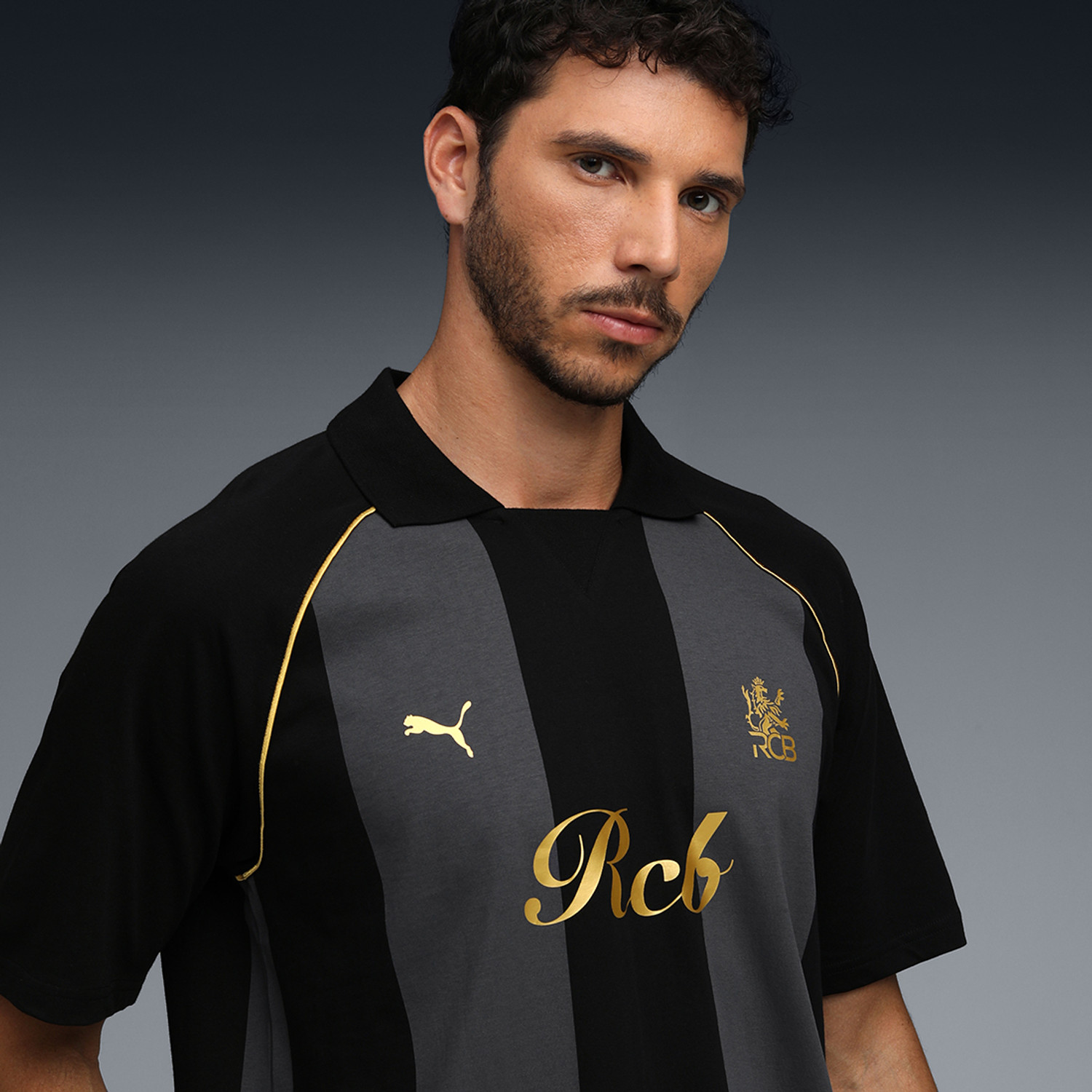 Image of PUMA Solid Men Polo Neck Black T-Shirt