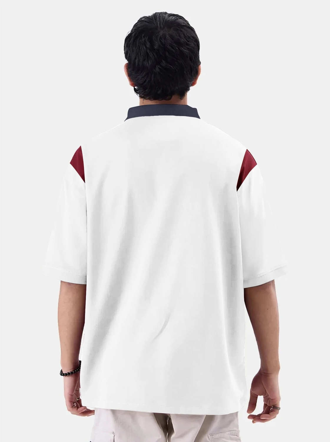 Image of Jump Cuts Printed Men Polo Neck White T-Shirt