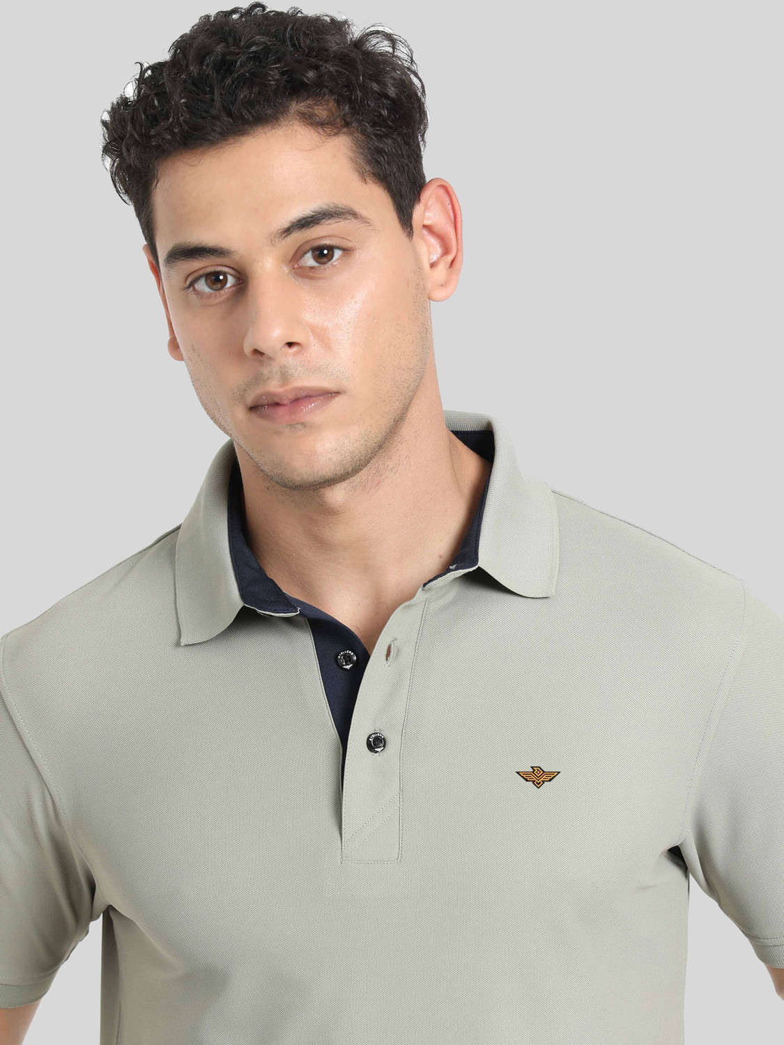 Image of Stellers Solid Men Polo Neck Grey T-Shirt