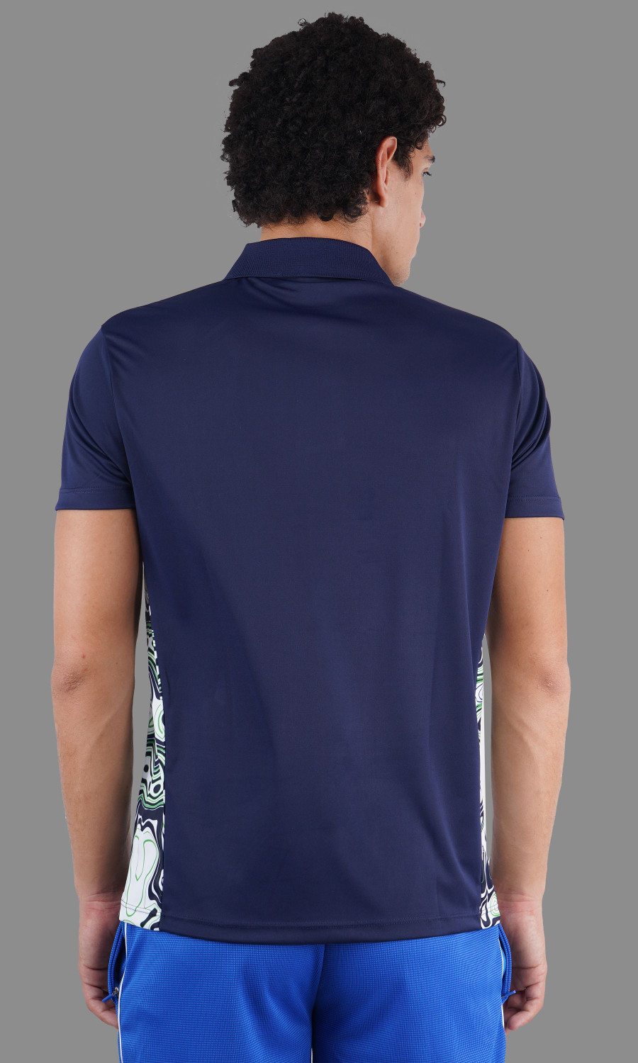 Image of Shiv Naresh Colorblock Men Polo Neck Dark Blue T-Shirt
