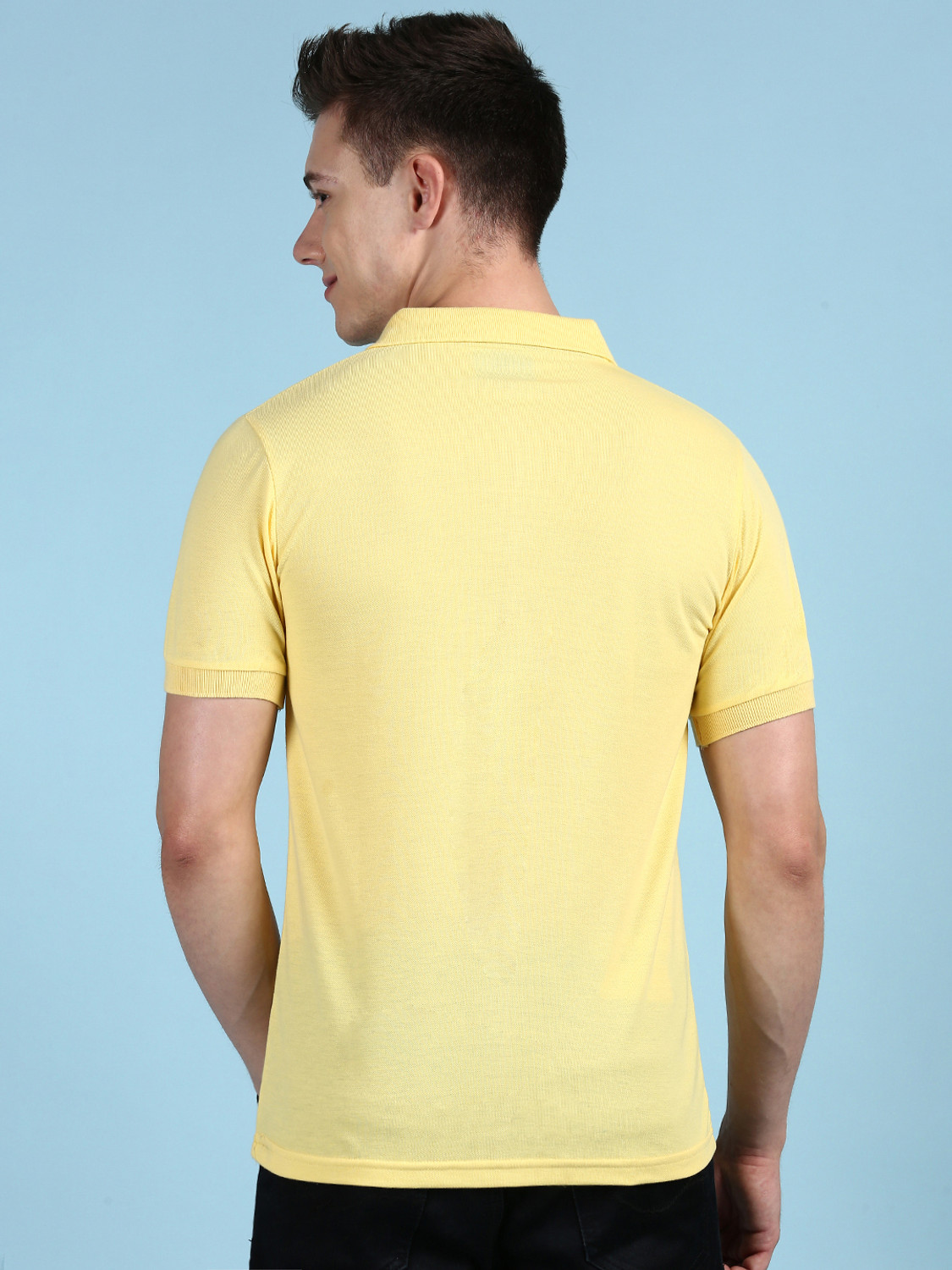Image of LUX cozi Solid Men Polo Neck Gold T-Shirt