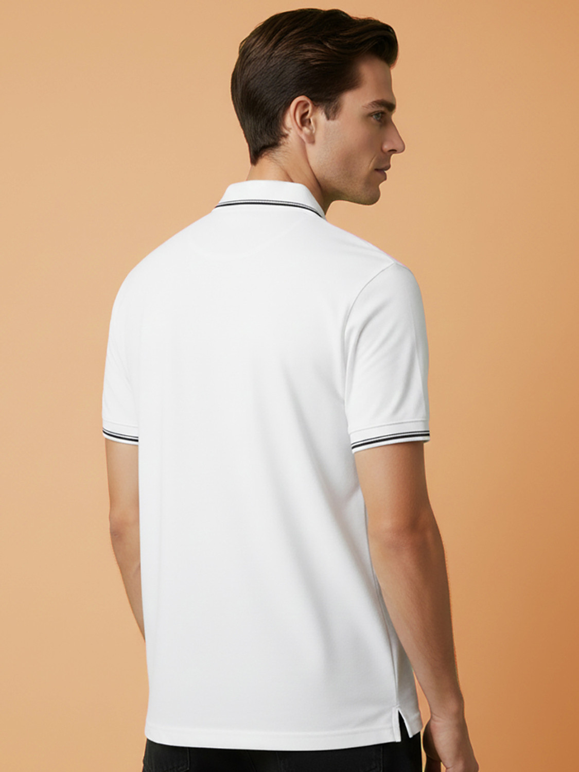 Image of UNIBERRY Solid Men Polo Neck White T-Shirt