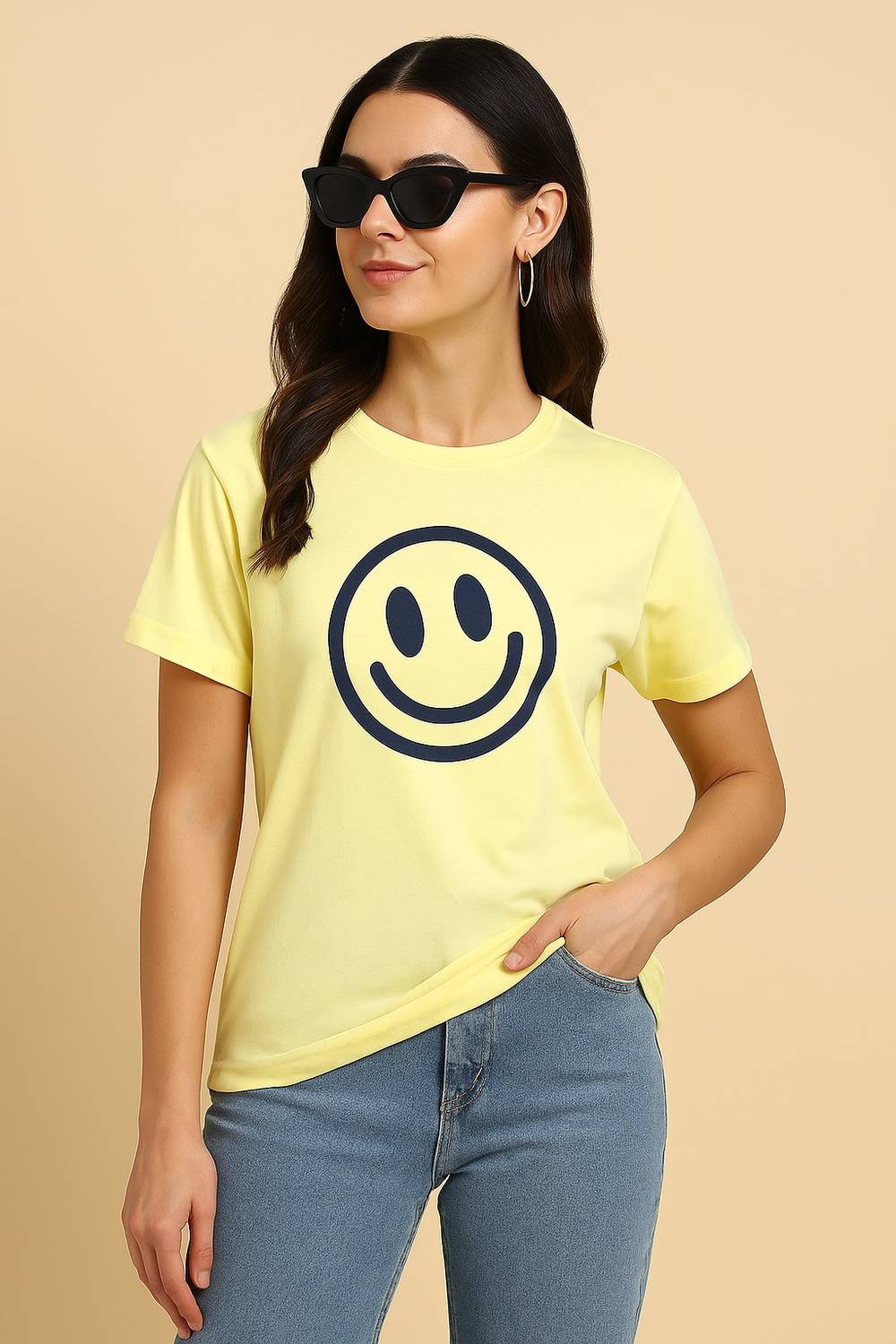 Adyavastram Typography Women Round Neck Yellow T-Shirt