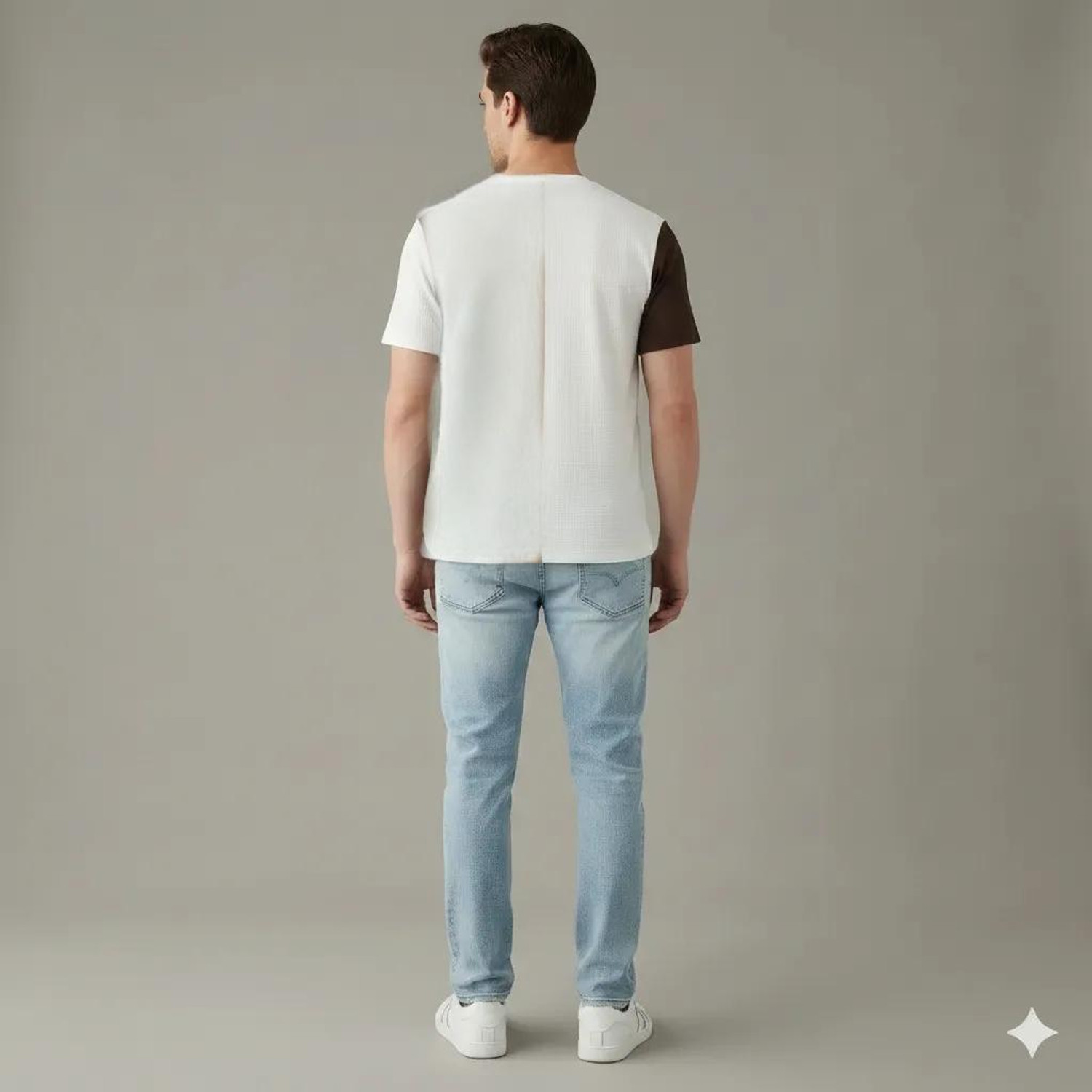 Image of Octave Men Colorblock Round Neck Cotton Blend Multicolor T-Shirt