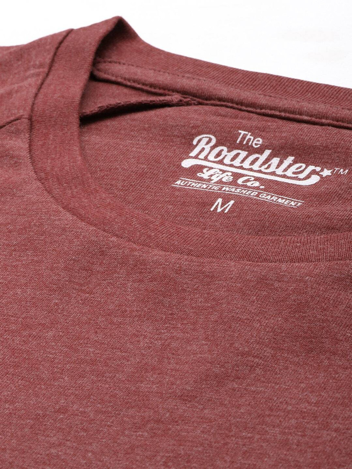 Image of Roadster Solid Men Round Neck Maroon T-Shirt
