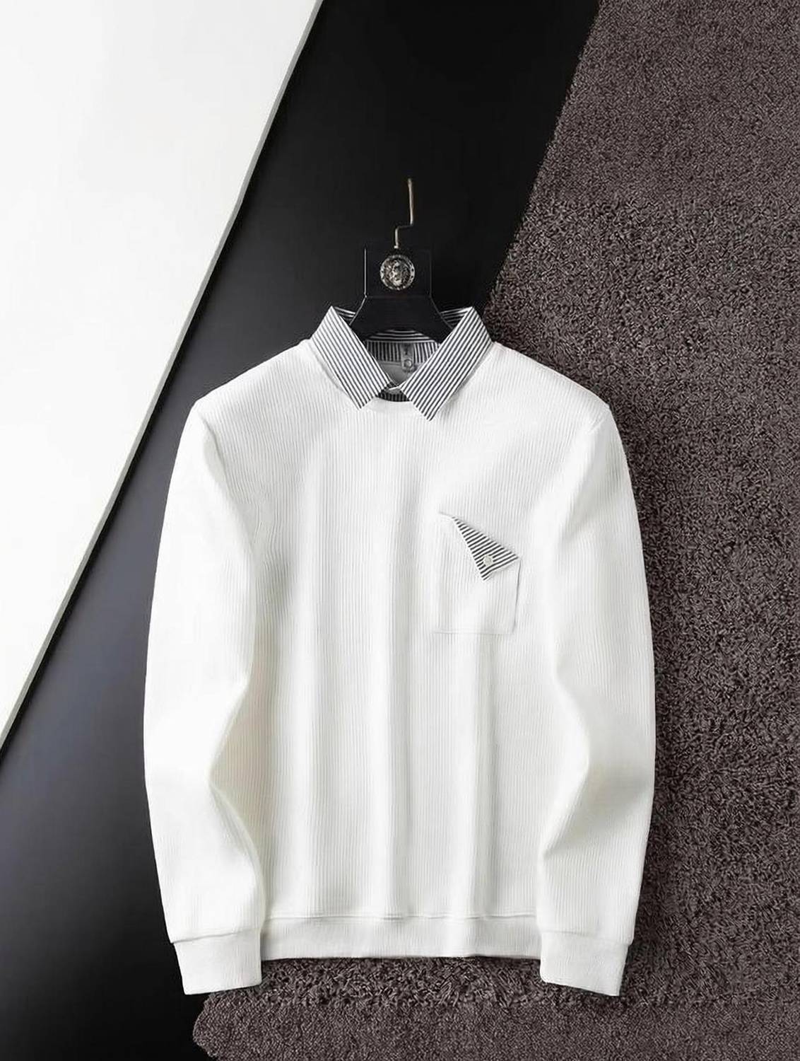 Kesar Collection Printed Men Polo Neck White T-Shirt